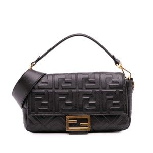 Pre-Loved Fendi Zucca Embossed Leather Baguette Satchel
